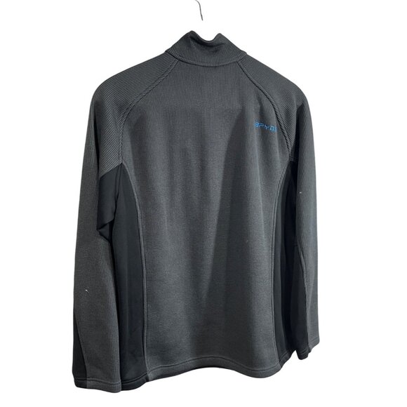 Spyder Mens XL Gray 1/4 Zip Pullover Fleece Sweater With Blue Accents - Picture 2 of 7